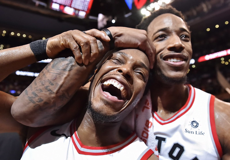 Kyle Lowry（左）、DeMar DeRozan。（達志影像資料照）