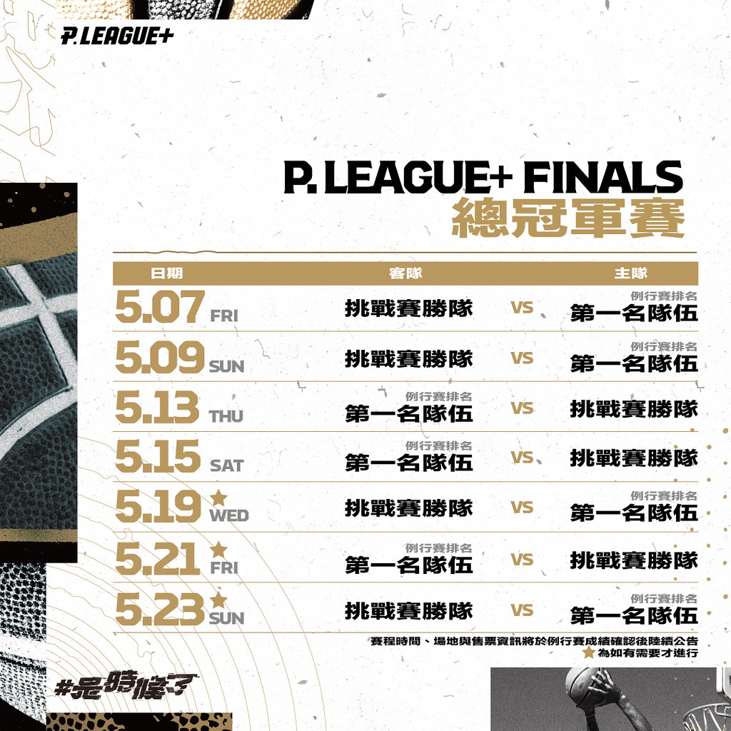 PLG公布季後賽賽程　總冠軍賽5/7開打
