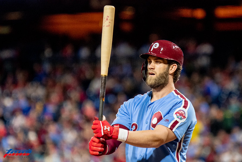 Bryce Harper要求球隊補強。（資料照。駐美特派王啟恩／費城現場拍攝）