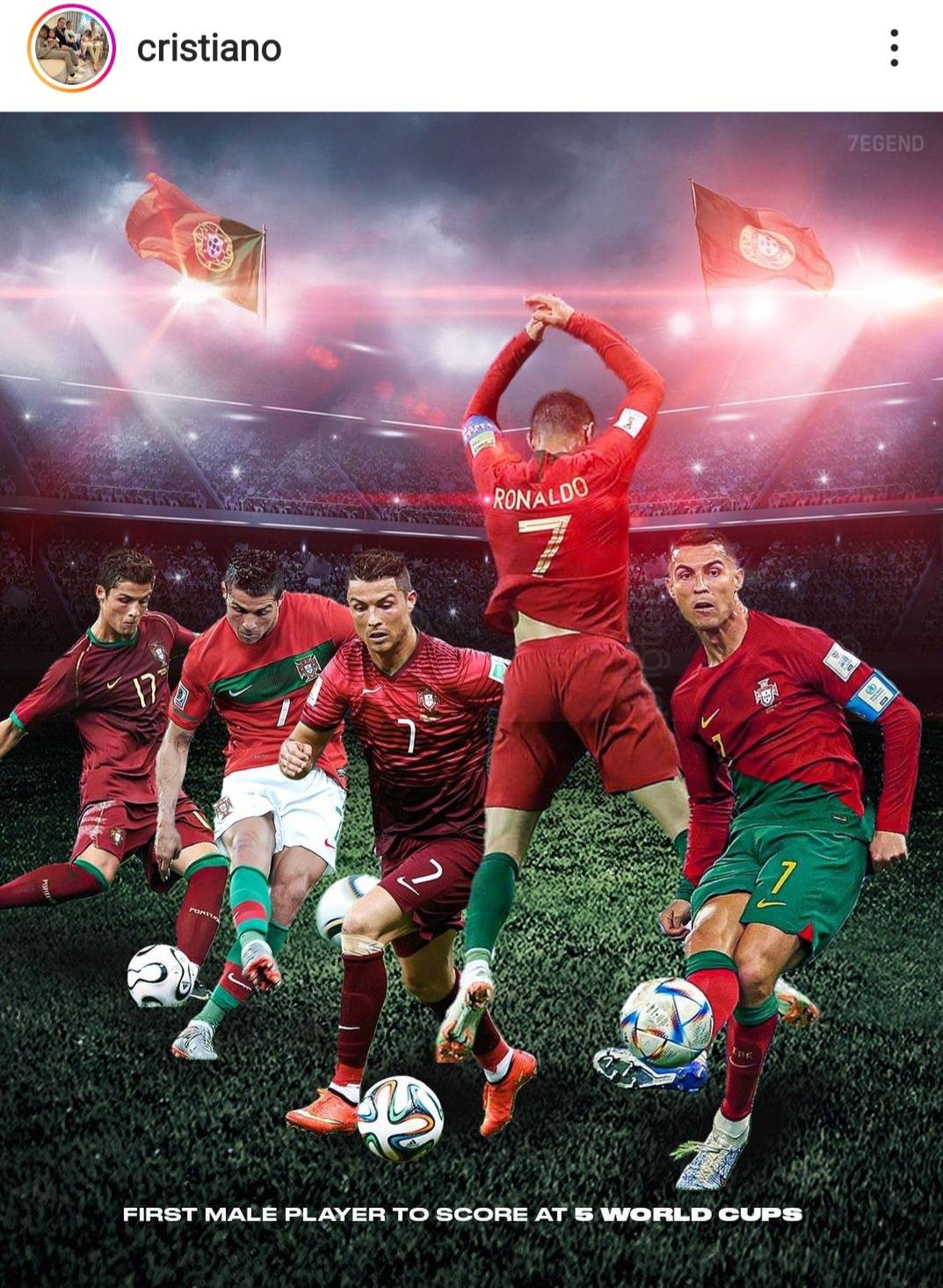 史上首位連5屆世界盃都進球　C羅發文狂吸千萬粉絲按讚