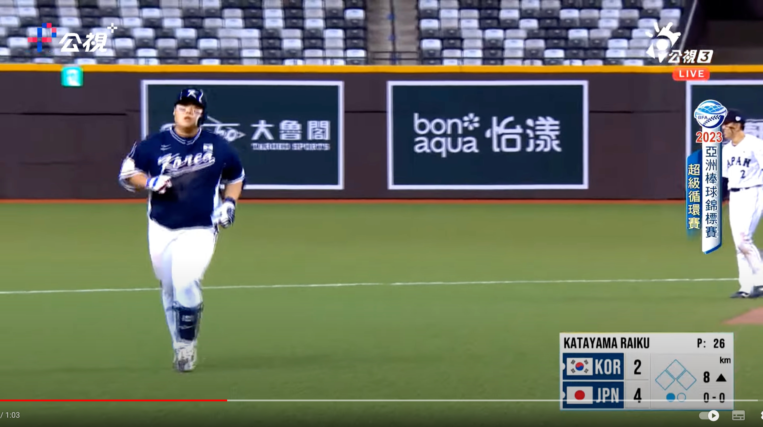 亞錦賽》影/大巨蛋歷史首轟　韓國四番19歲金凡錫敲出