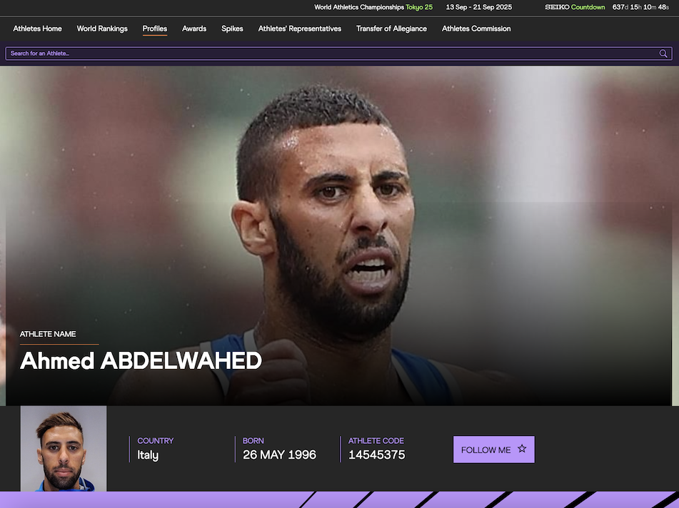 田徑歐錦賽銀牌得主　Ahmed Abdelwahed被禁賽四年