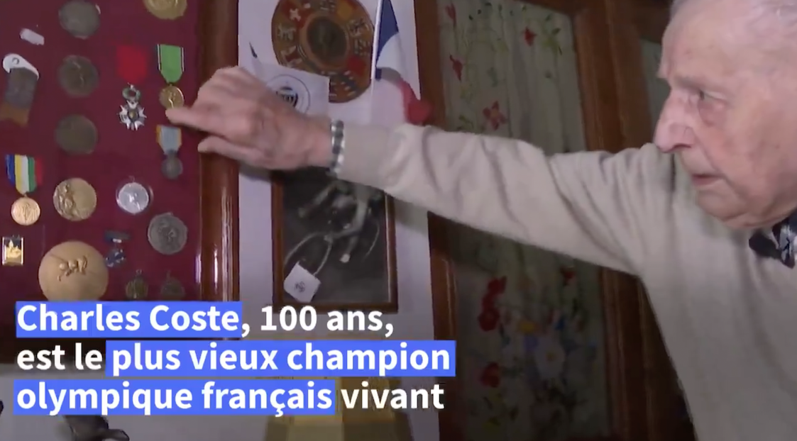 巴黎奧運》1948年奧運金牌得主　百歲Charles Coste傳遞聖火