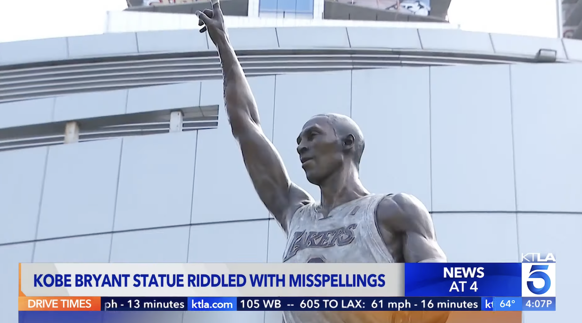 NBA》Kobe雕像底座文字有誤　湖人：已發現，正想辦法解決