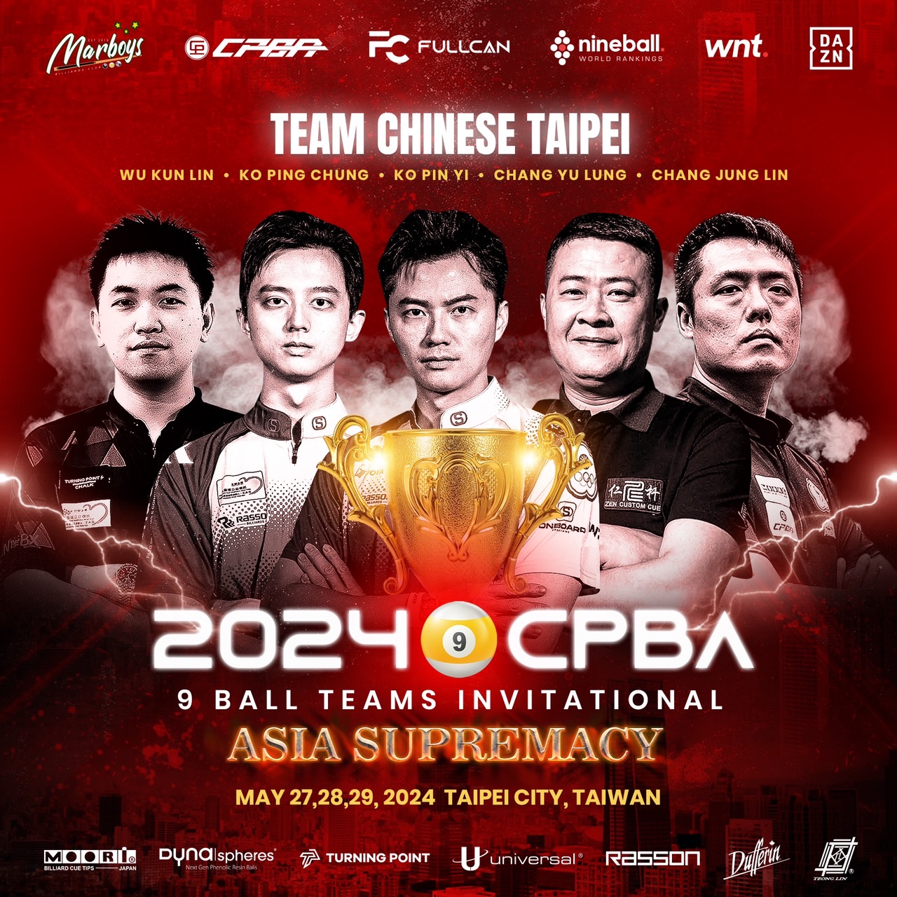 撞球》CPBA 9號球團隊邀請賽5/27登場　台、菲好手對抗