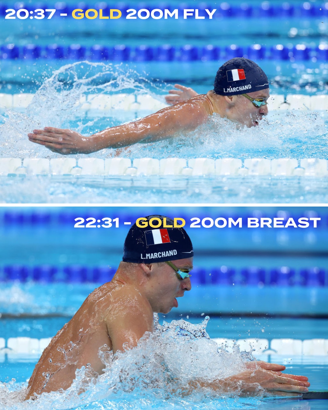 奧運》2小時內游出2金　Léon Marchand蛙、蝶式締造壯舉