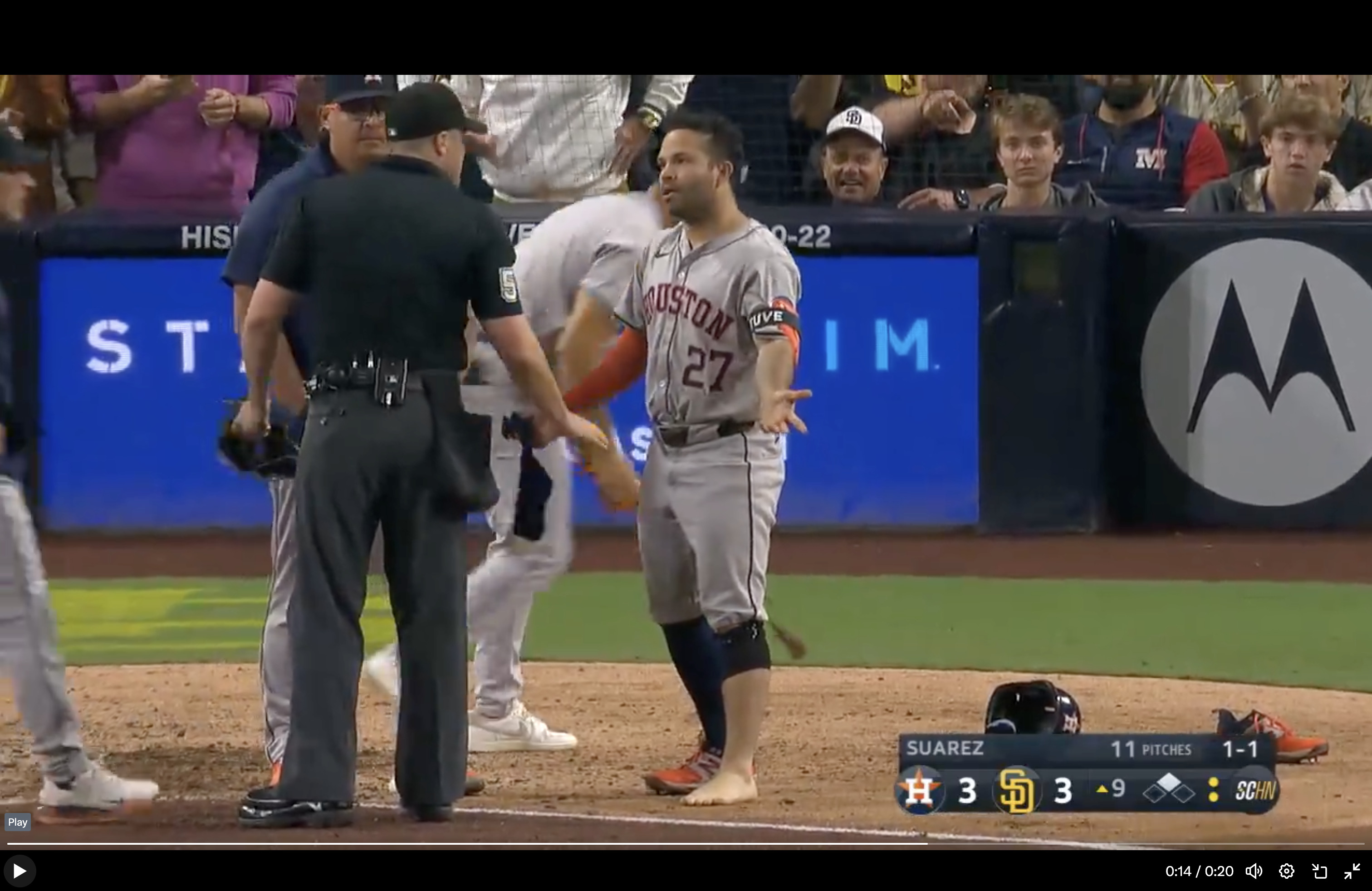 MLB》Jose Altuve在場上脫鞋襪想要證明　卻被驅逐出場