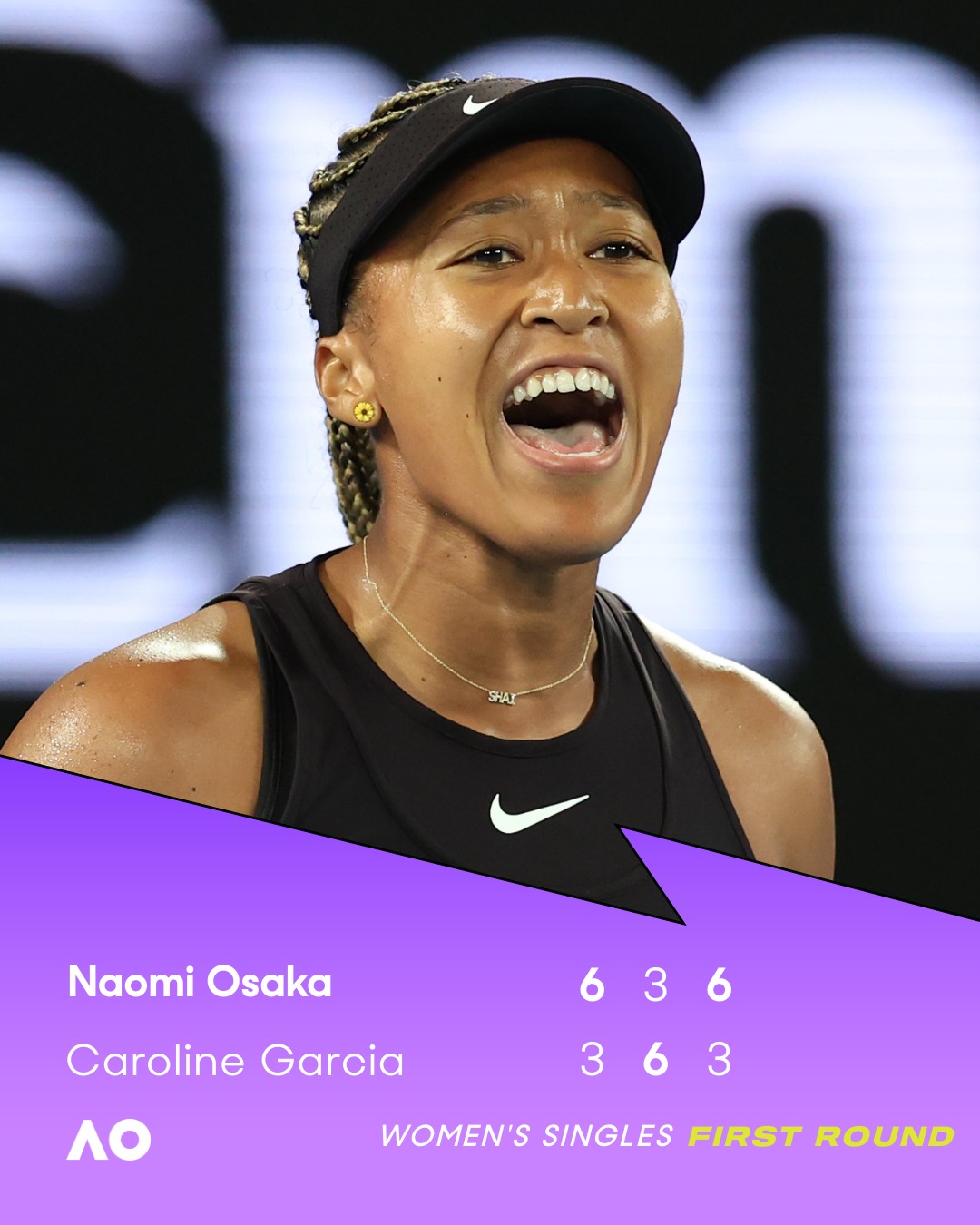 澳網》大坂直美苦戰擊敗Caroline Garcia　2022年後再度晉級次輪