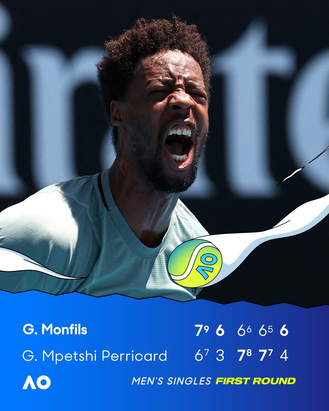 澳網》38歲Monfils擊敗21歲法國同胞　「明早我會感覺像48歲」