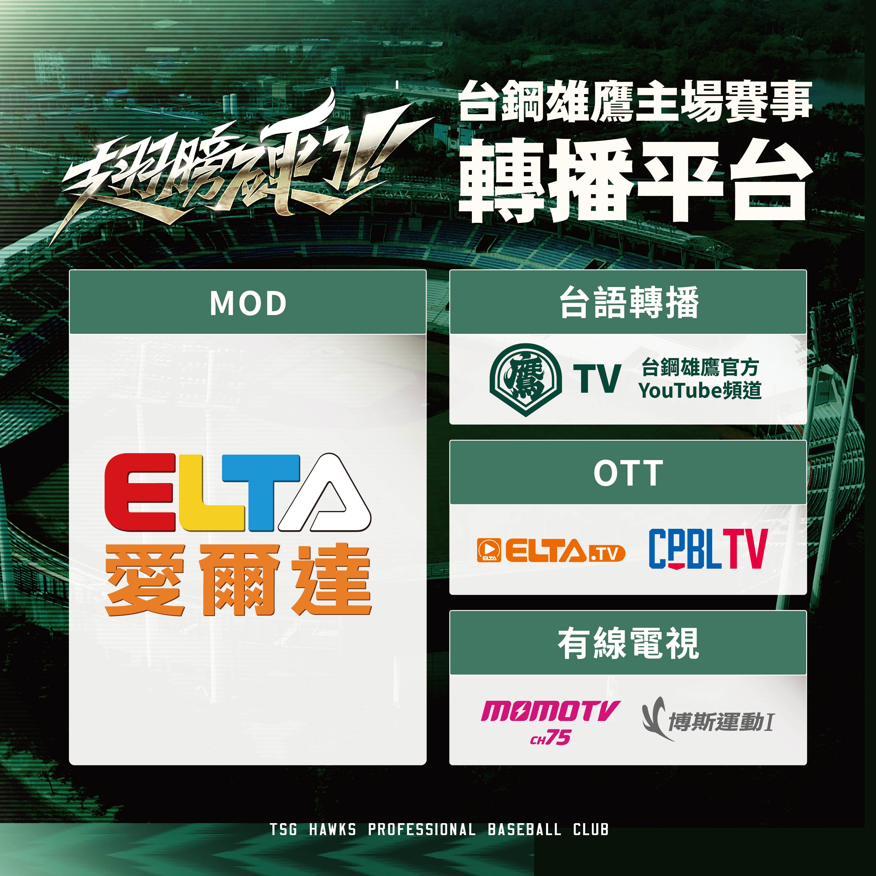 台鋼雄鷹》MOMOTV與博斯將轉播主場賽事　開幕戰門票已破2萬張