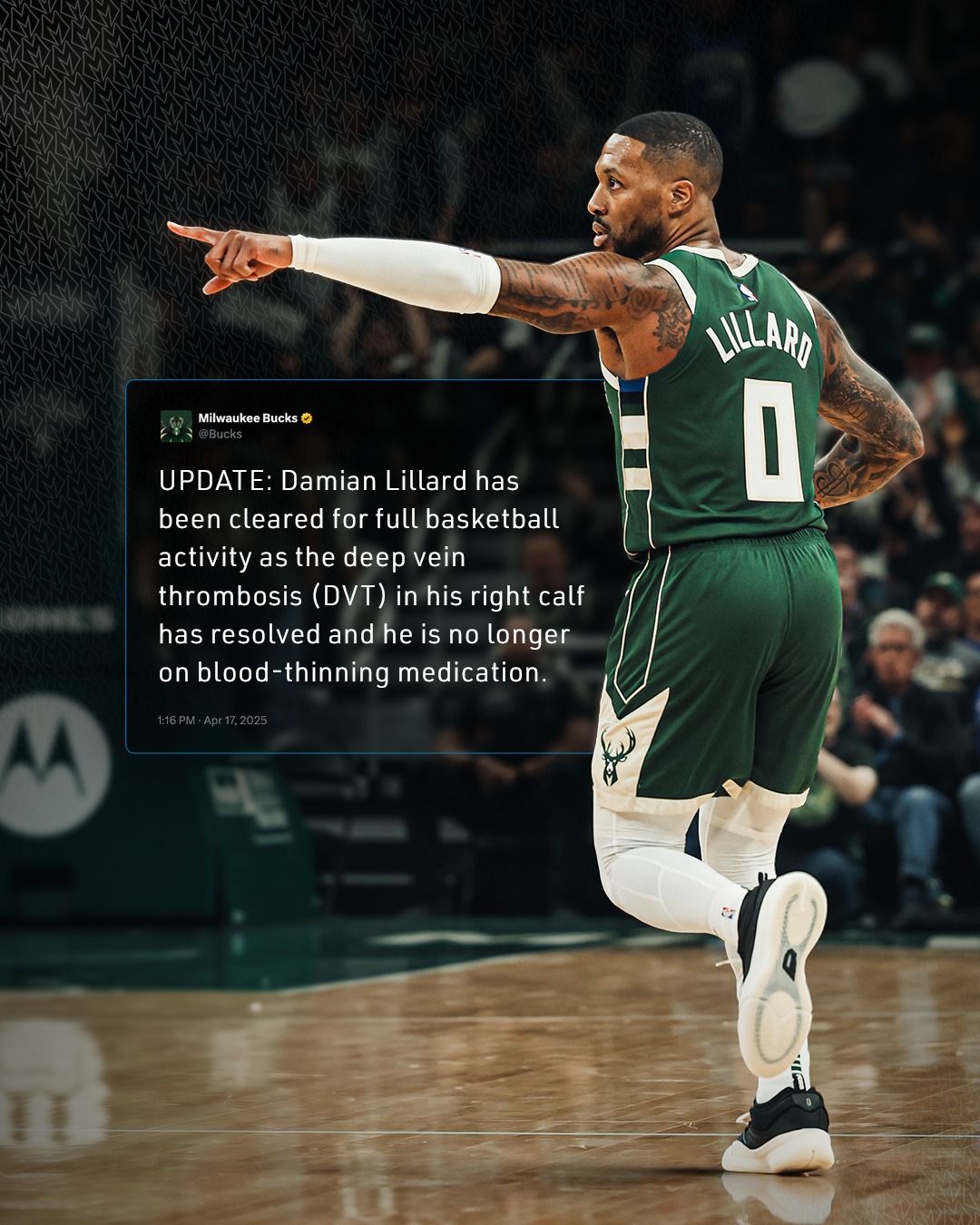 NBA》「上天的恩賜」　Damian Lillard預計對溜馬第2或第3戰復出