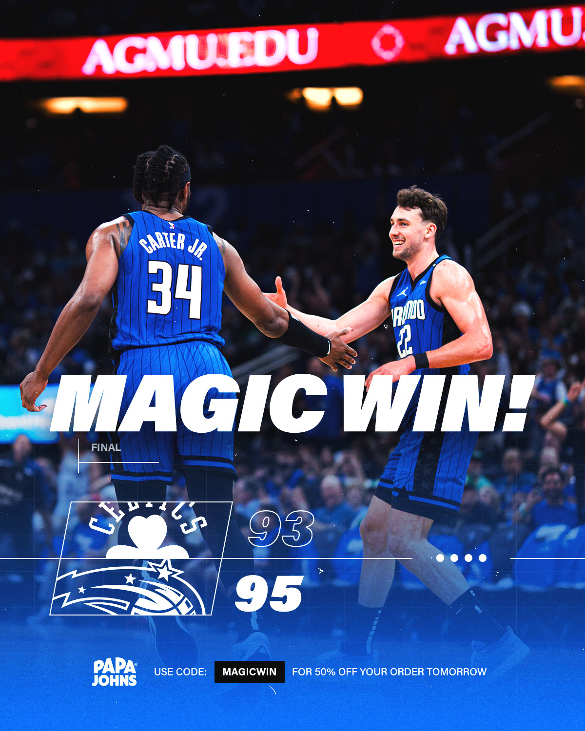 NBA》魔術雙星發威系列賽追成1比2　塞爾提克失誤種下敗因　　