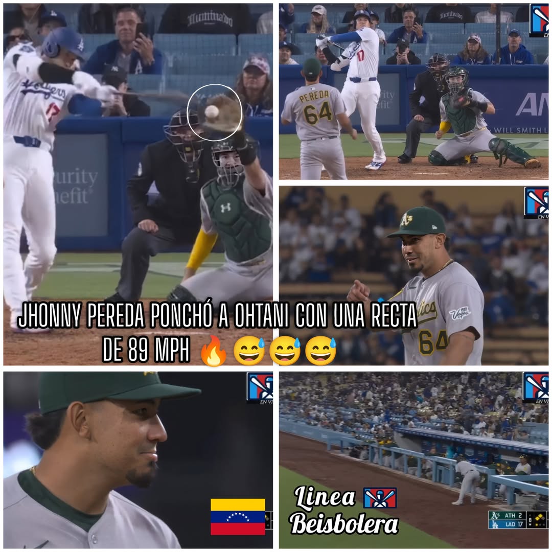 MLB》影／大谷翔平被三振　竟是捕手Jhonny Pereda投的