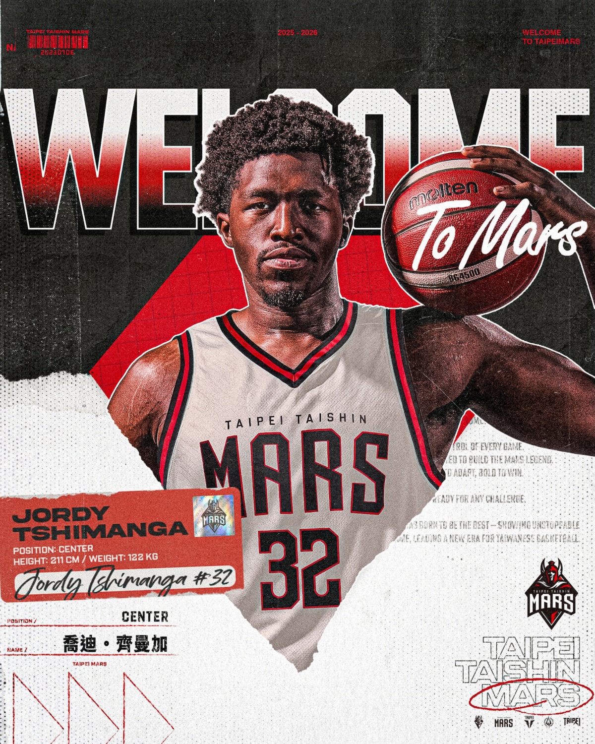 TPBL》曾效力鋼鐵人　211公分齊曼加轉戰臺北台新戰神