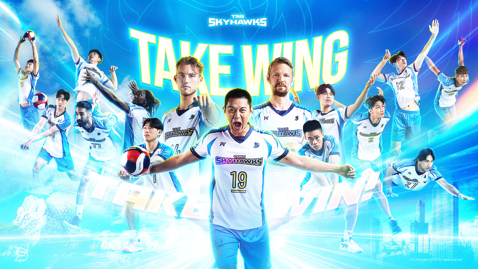 TPVL》台鋼天鷹新賽季主視覺出爐　隊長陳建禎領航「TAKE WING TAKE WIN」