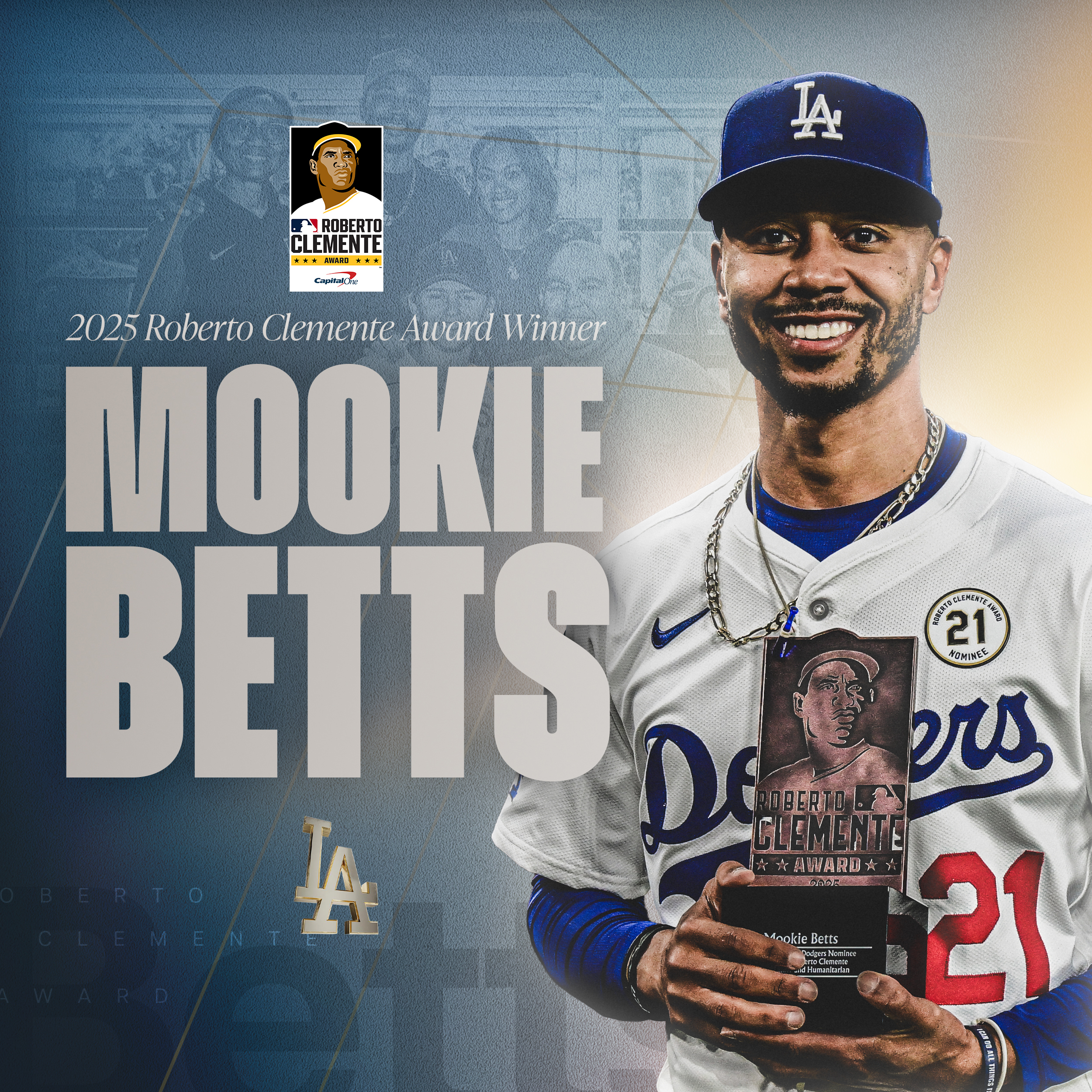 MLB》Betts熱心公益獲選克萊門特獎　能親手捧起這座獎盃真的很酷