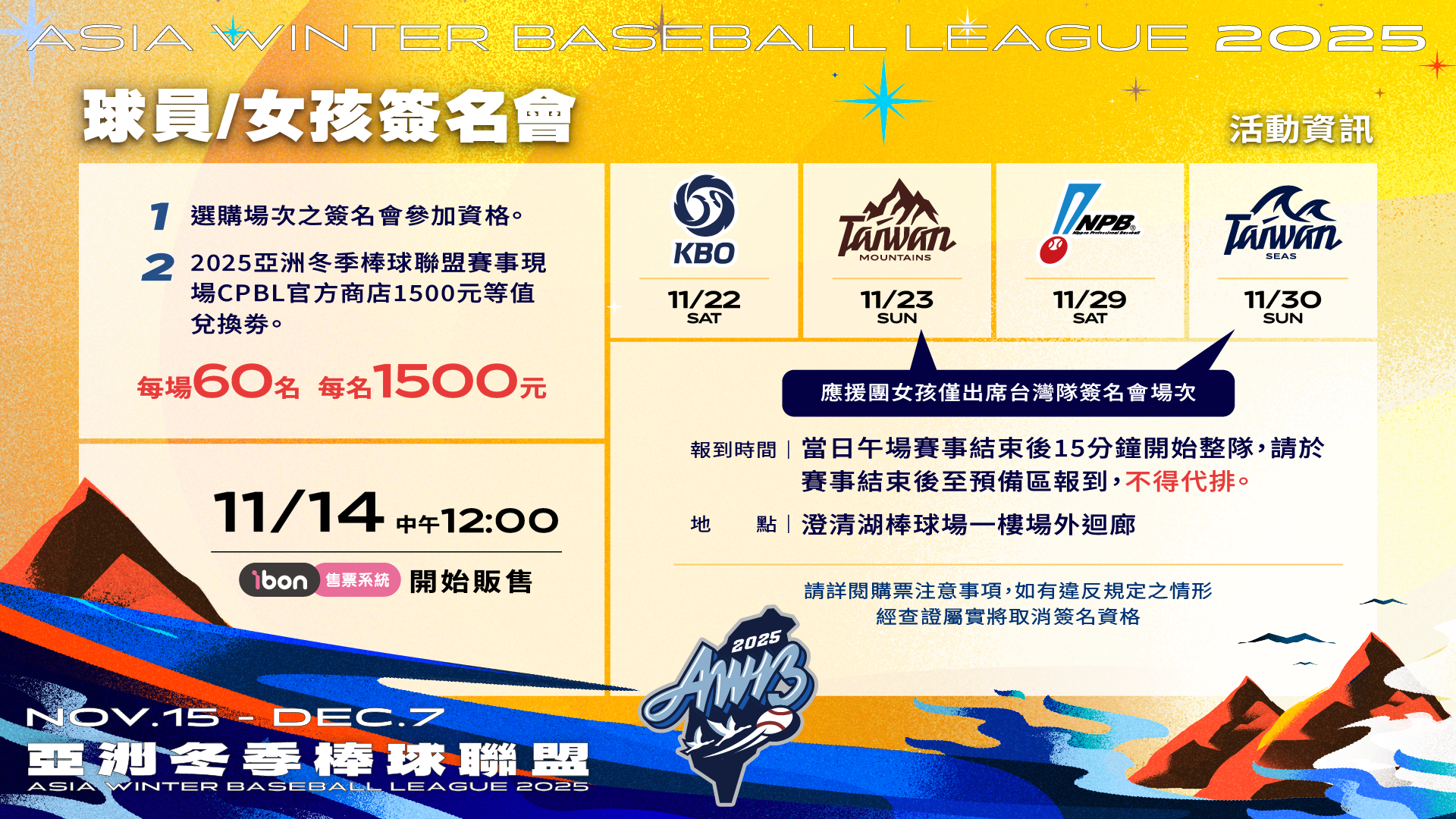 冬季聯盟》球員、女孩簽名會登場！　日職與韓職球員也參加