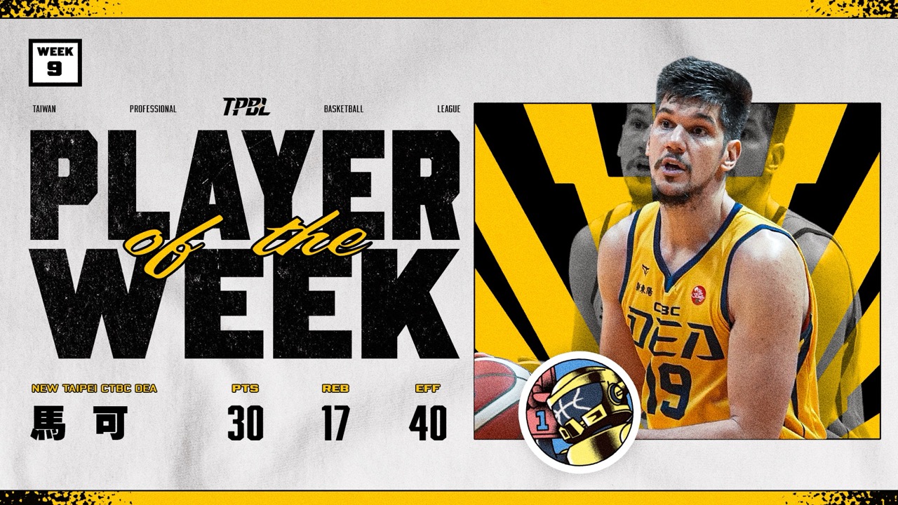 TPBL》特攻馬可場均30分17籃板超狂　全面宰制禁區獲單周MVP