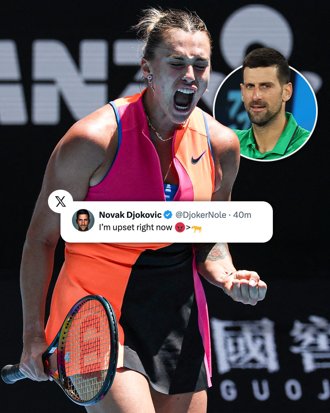 澳網》Djokovic紀錄被Sabalenka超越　作勢不開心了