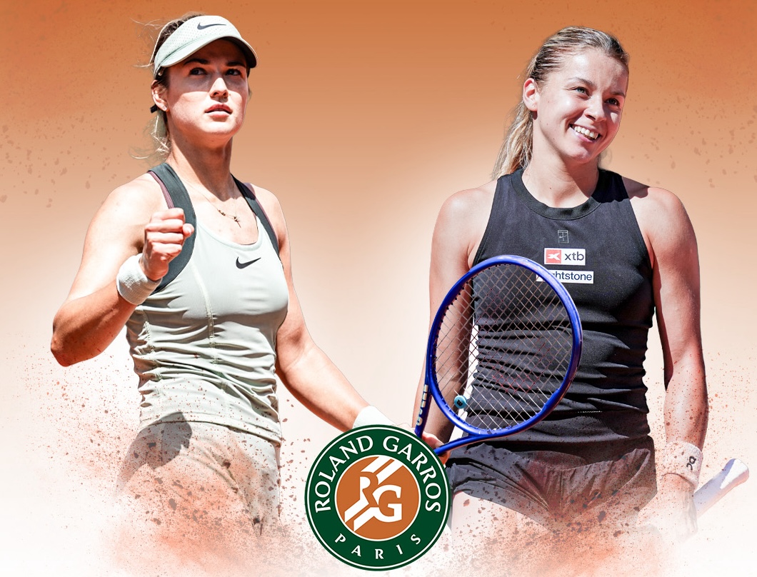 波蘭女將Maja Chwalinska（右）擊敗大會第22種子Anna Kalinskaya。（翻攝Eurosport Polska﻿社群）