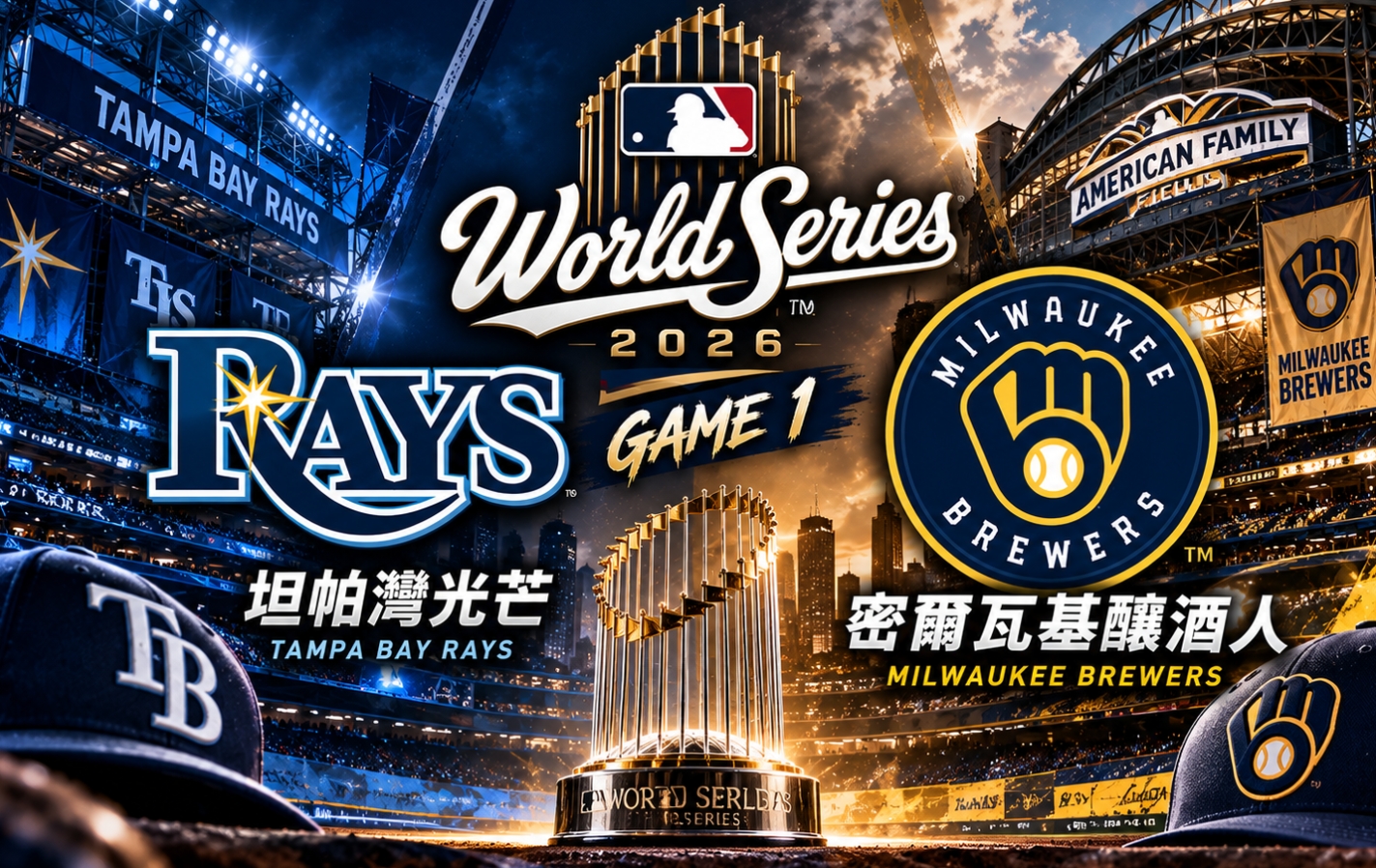 MLB世界大賽G1光芒作客釀酒人。（圖／AI後製）